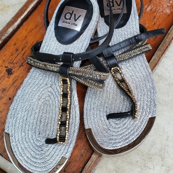 DV black/‎ silver Beaded sandals 7.5 - Picture 2 of 7